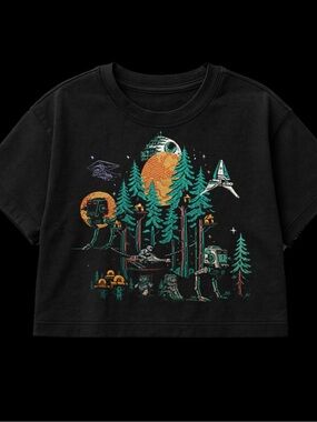 Night Squadron Endor Oversized Cropped Tee - Black - unisex